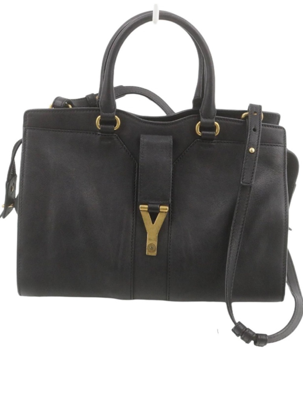 YSL Saint Laurent Y Cabas Black Leather Handbag